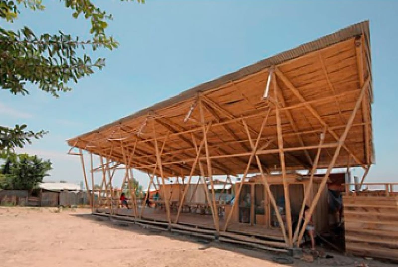 Estructura de madera de la Casa Comunal