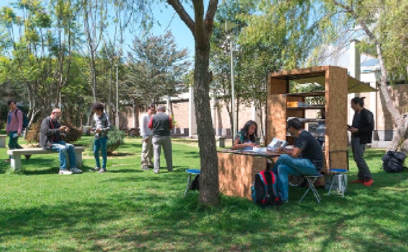 Librería móvil en un parque